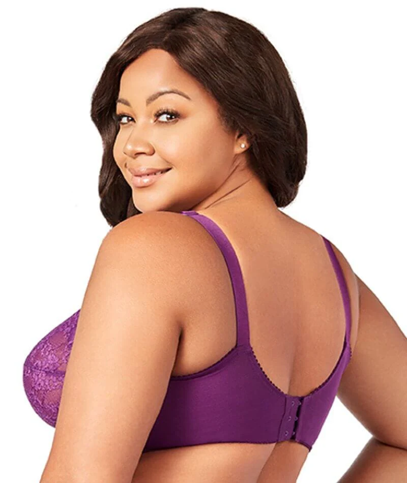 Elila Embroidered Lace Wire-Free Bra - Aubergine - Image 3