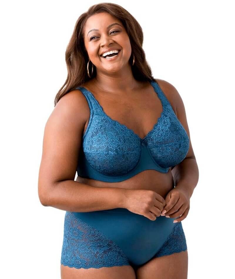 Elila Full Coverage Stretch Lace Underwired Bra - Teal - Image 10