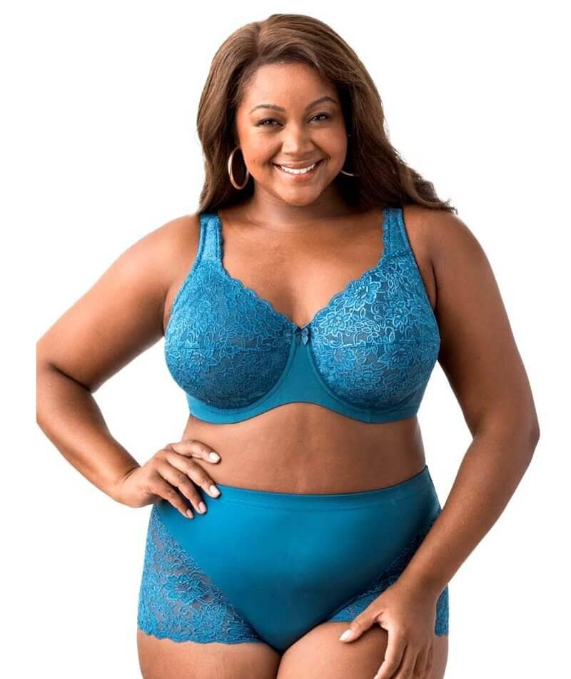 Elila Full Coverage Stretch Lace Underwired Bra - Teal - Image 12