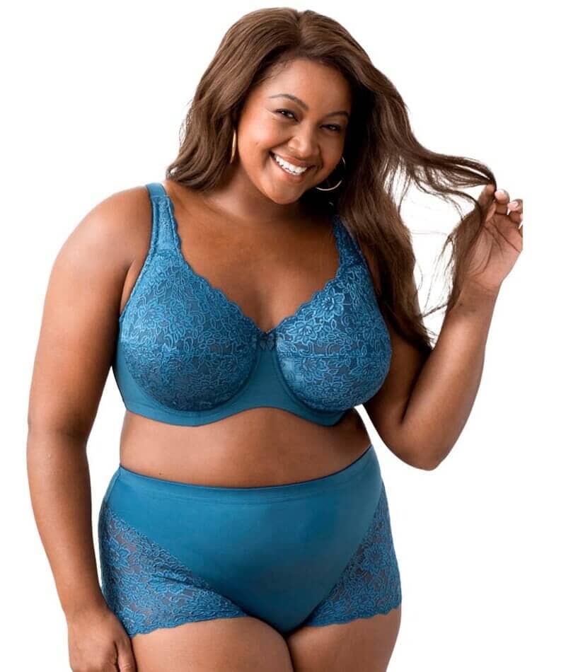 Elila Full Coverage Stretch Lace Underwired Bra - Teal - Image 13