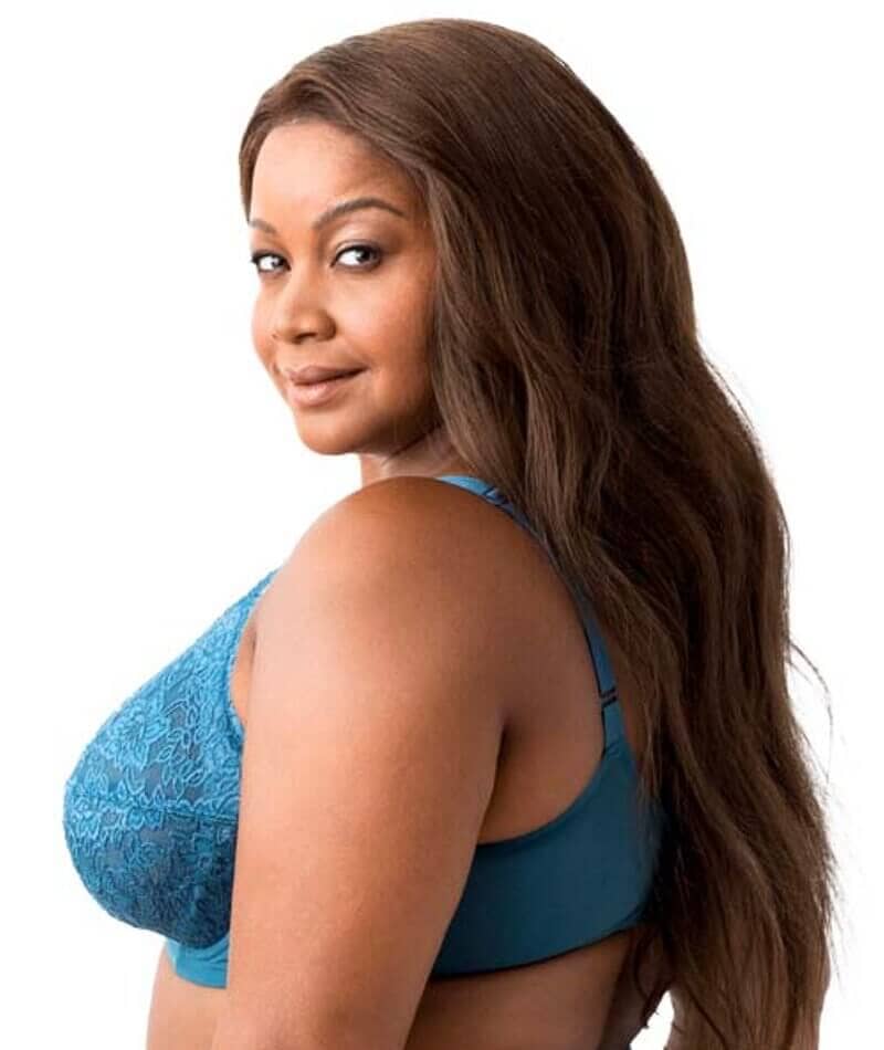 Elila Full Coverage Stretch Lace Underwired Bra - Teal - Image 3