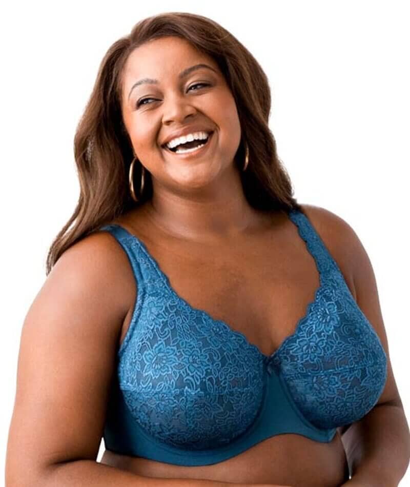 Elila Full Coverage Stretch Lace Underwired Bra - Teal - Image 4