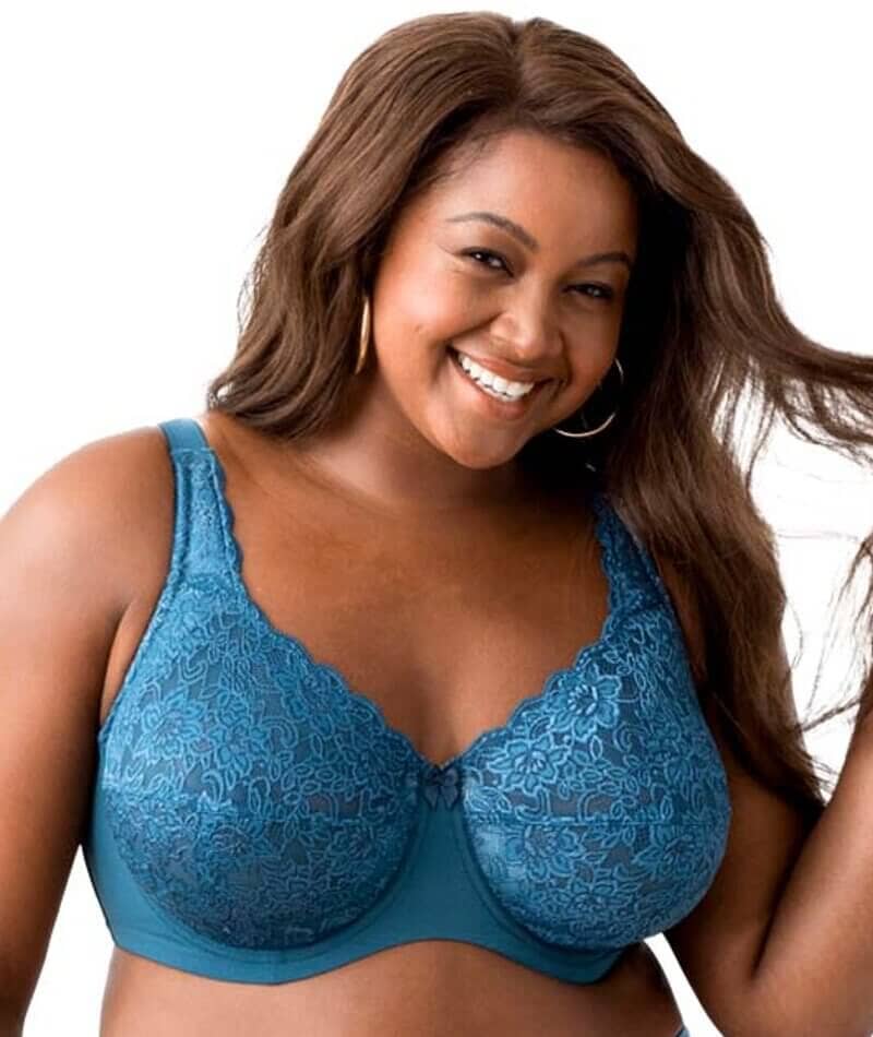 Elila Full Coverage Stretch Lace Underwired Bra - Teal - Image 6