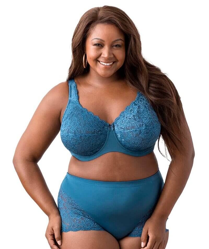 Elila Full Coverage Stretch Lace Underwired Bra - Teal - Image 7
