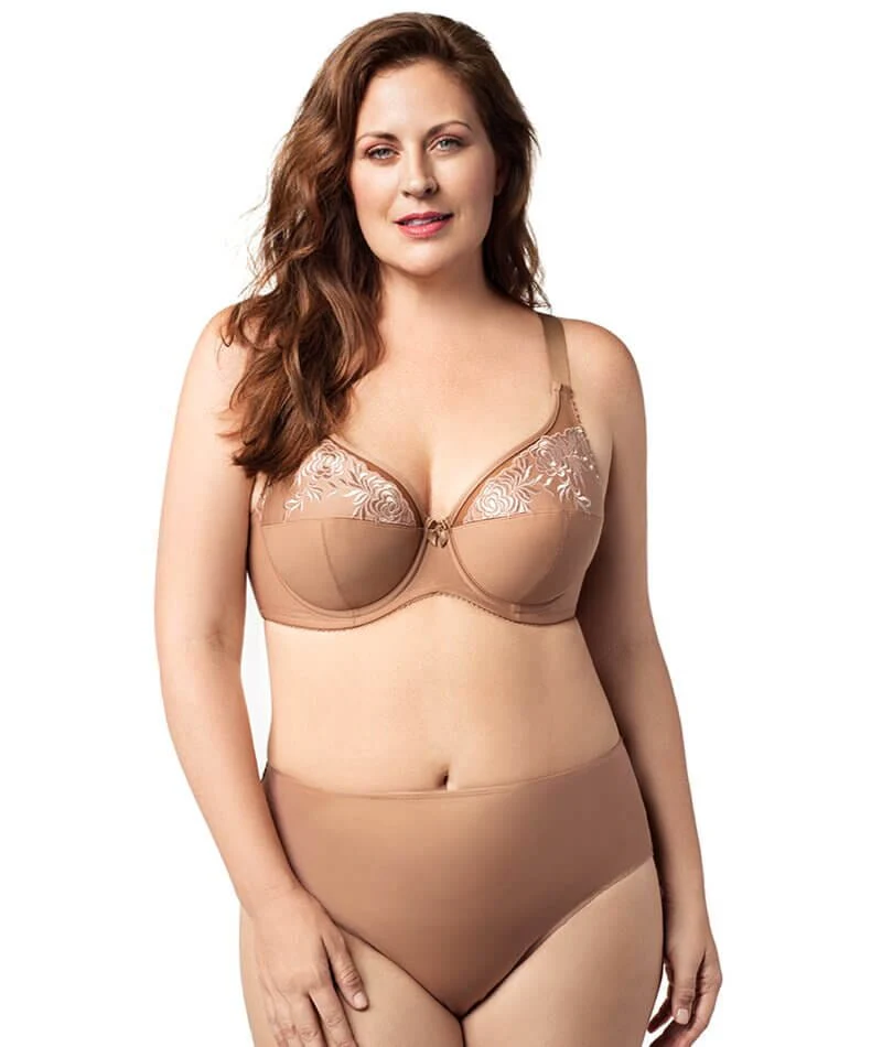 Elila Embroidered Microfiber Underwired Bra - Mocha - Image 3