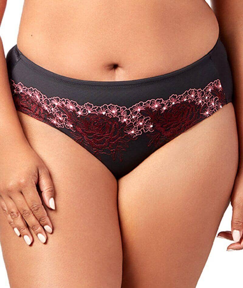 Elila Swiss Embroidered Microfiber Panty - Black