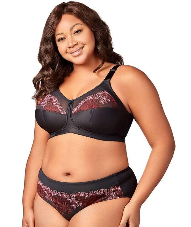 Elila Swiss Embroidered Soft Cup Wire-Free Bra - Black - Image 3