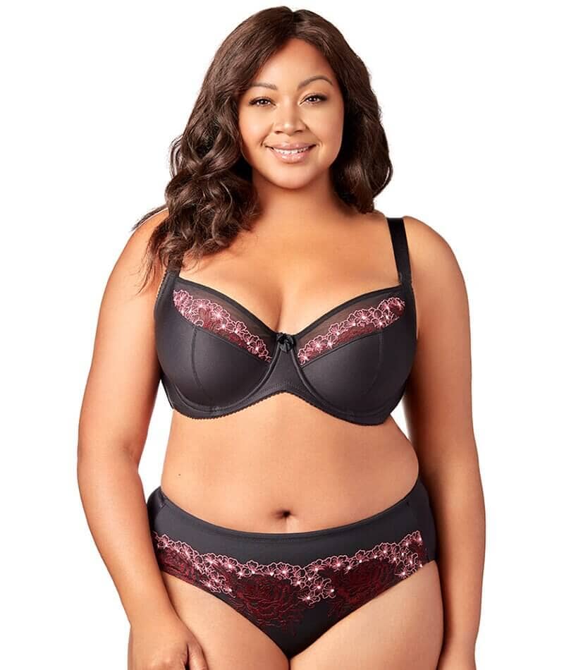 Elila Swiss Embroidered Underwire Balcony Bra - Black - Image 3