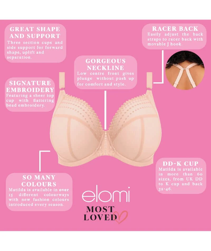 Elomi Matilda Underwired Plunge Bra - Pearl Blush - Image 9