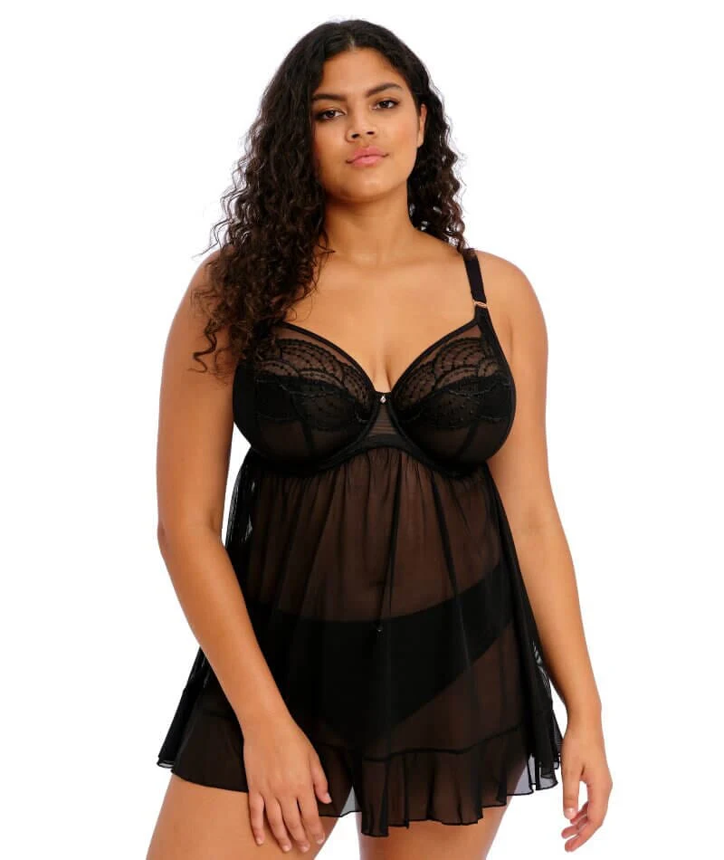 Elomi Priya Underwired Babydoll - Black - Image 4
