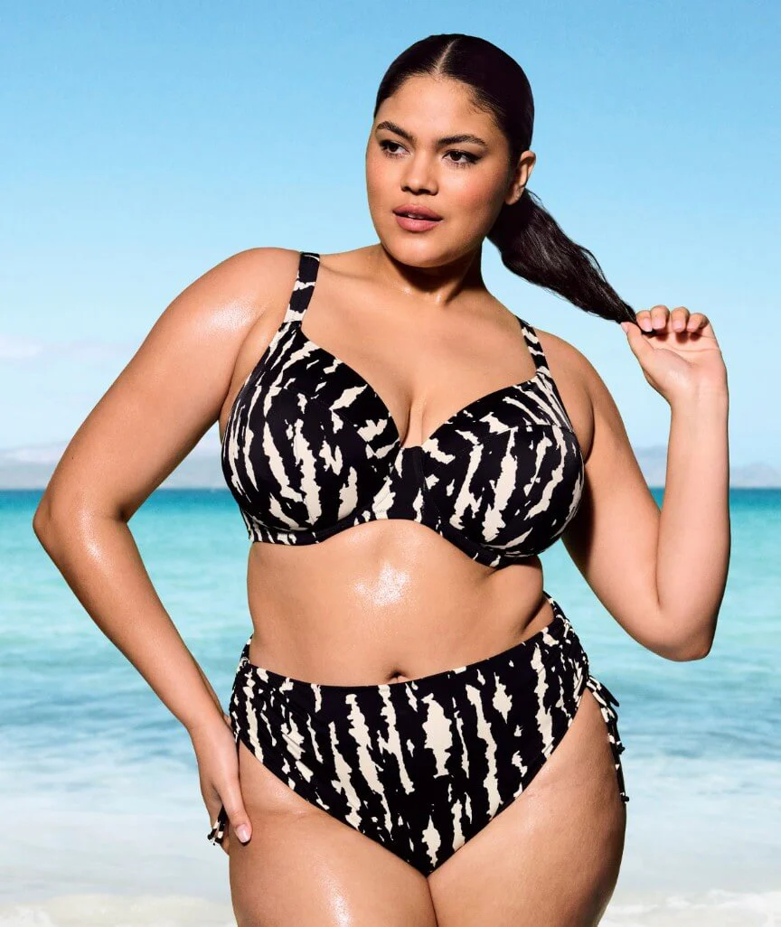 Elomi Swim Echo Shell Underwired Plunge Bikini Top - Black - Image 3