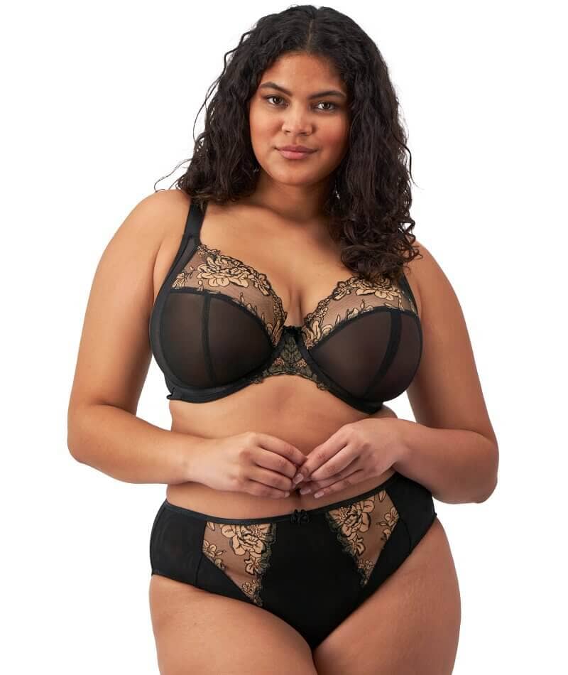 Elomi Teagan High Leg Brief - Black/Almond - Image 5