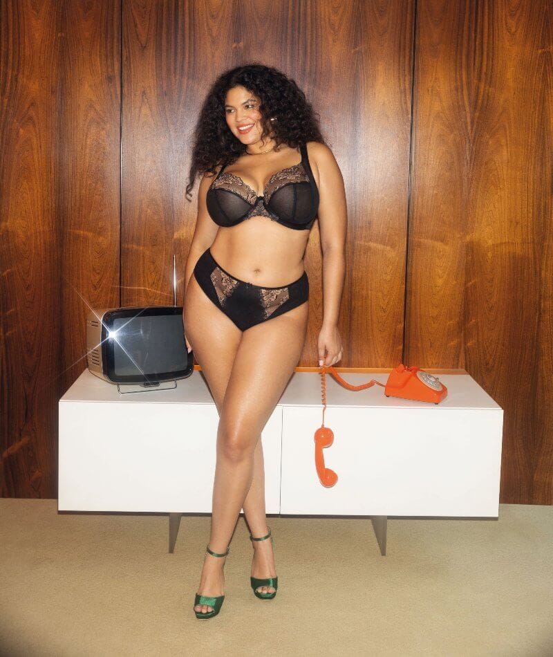 Elomi Teagan Underwire Plunge Bra - Black/Almond - Image 3