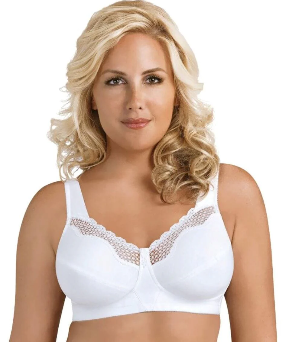 Exquisite Form Fully Cotton Soft Cup Wirefree Bra With Lace - White - Image 3