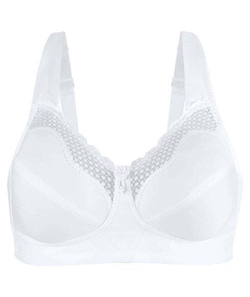 Exquisite Form Fully Cotton Soft Cup Wirefree Bra With Lace - White - Image 4