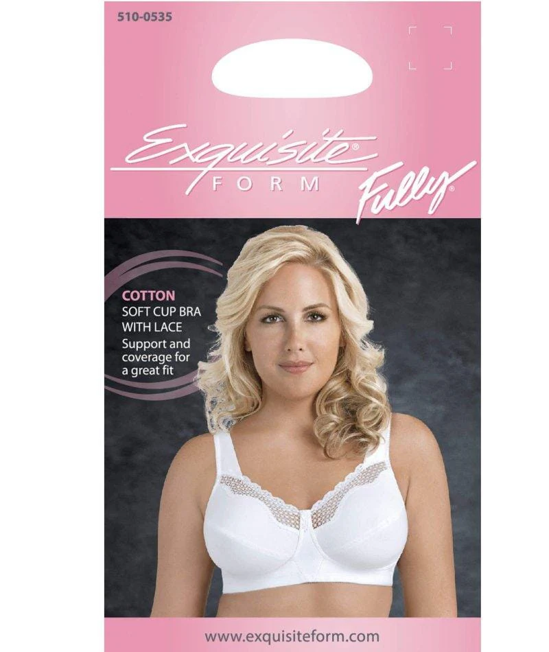 Exquisite Form Fully Cotton Soft Cup Wirefree Bra With Lace - White - Image 6