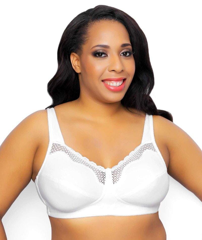 Exquisite Form Fully Cotton Soft Cup Wirefree Bra With Lace - White - Image 7