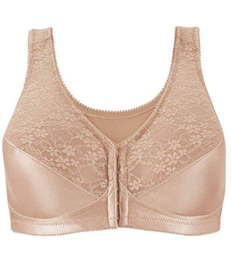Exquisite Form Fully Front Close Wire-Free Posture Bra With Lace - Beige - Image 11