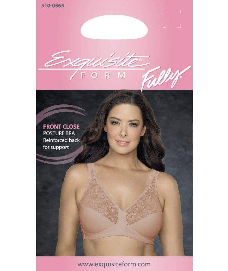 Exquisite Form Fully Front Close Wire-Free Posture Bra With Lace - Beige - Image 7