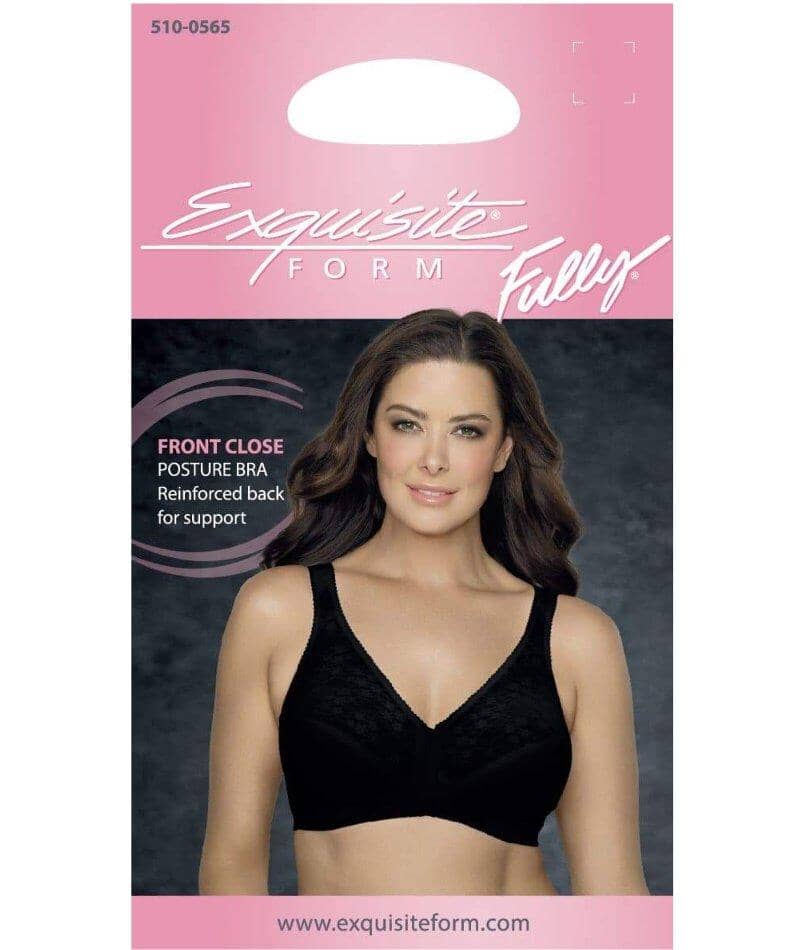 Exquisite Form Fully Front Close Wire-Free Posture Bra With Lace - Black - Image 7