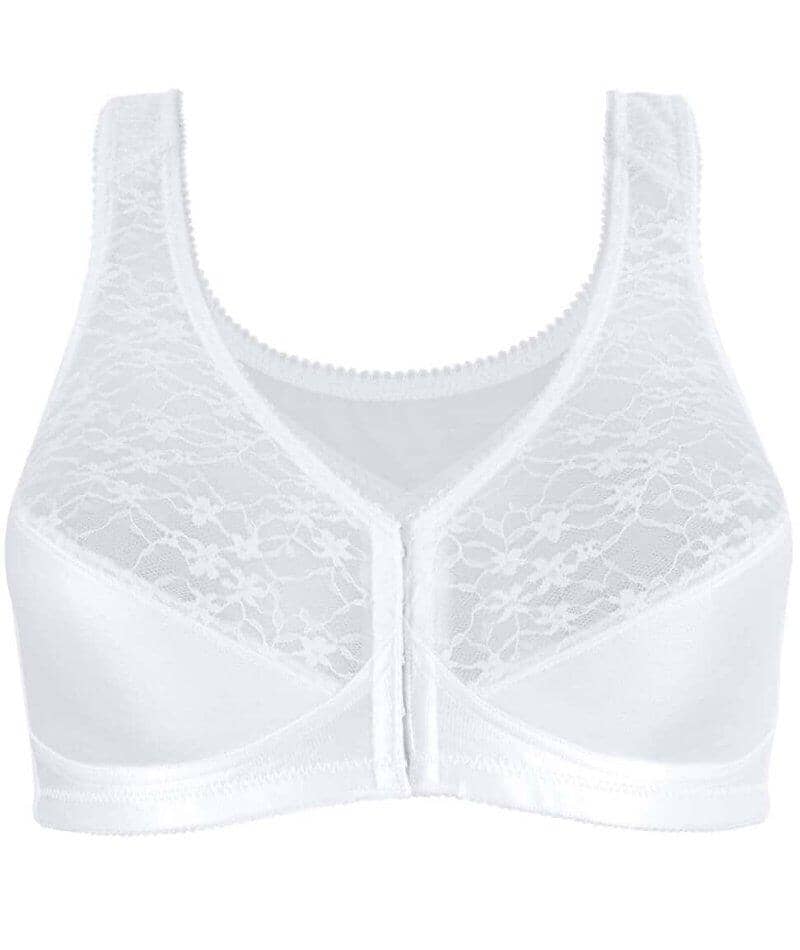 Exquisite Form Fully Front Close Wire-Free Posture Bra With Lace - White - Image 14
