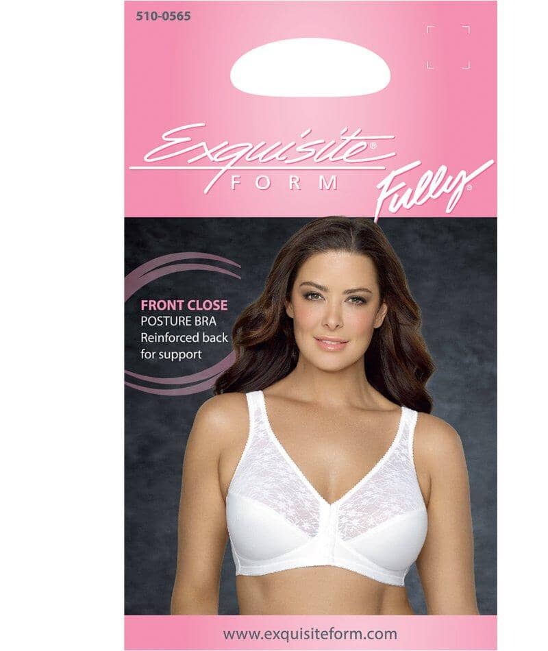 Exquisite Form Fully Front Close Wire-Free Posture Bra With Lace - White - Image 8