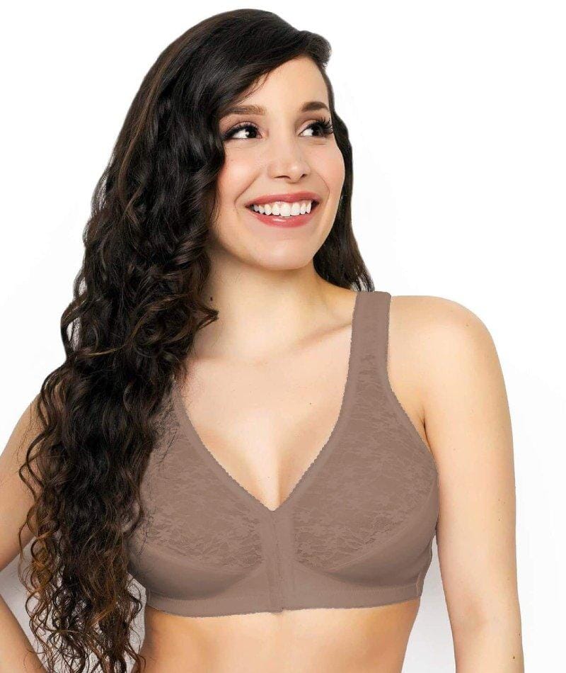 Exquisite Form Fully Front Close Wire-Free Posture Bra With Lace - Walnut - Image 8