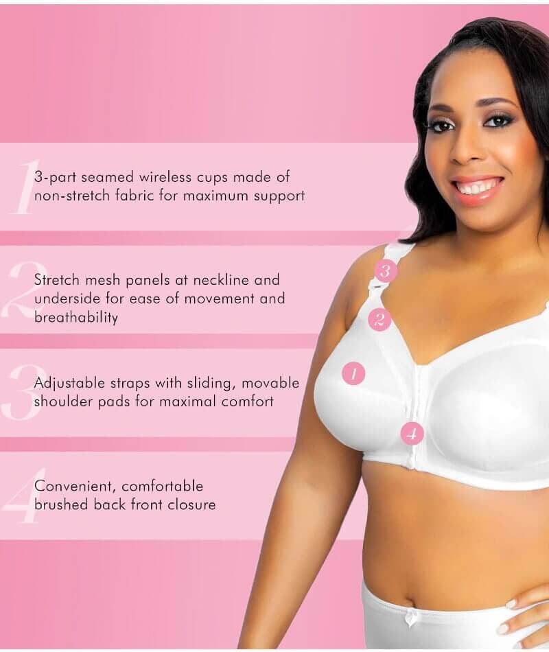 Exquisite Form Fully Front Close Wire-Free Classic Support Bra- White - Image 4