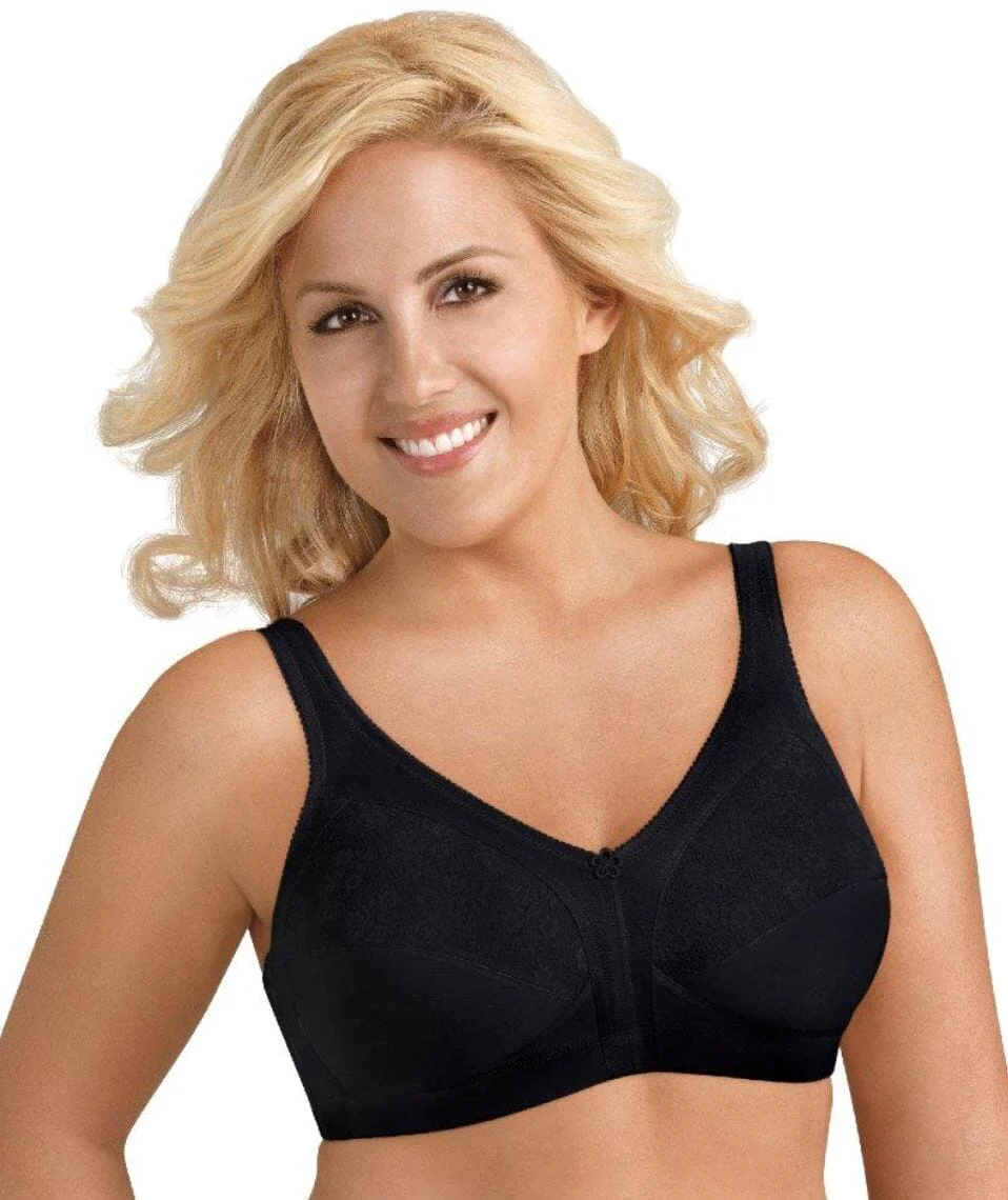 Exquisite Form Fully Side Shaping Wire-Free Bra With Floral - Black - Image 3