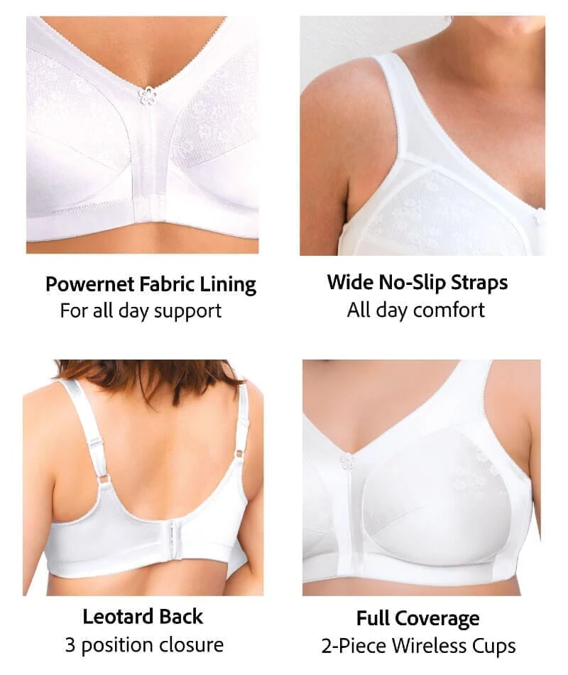 Exquisite Form Fully Side Shaping Wire-Free Bra With Floral - White - Image 8