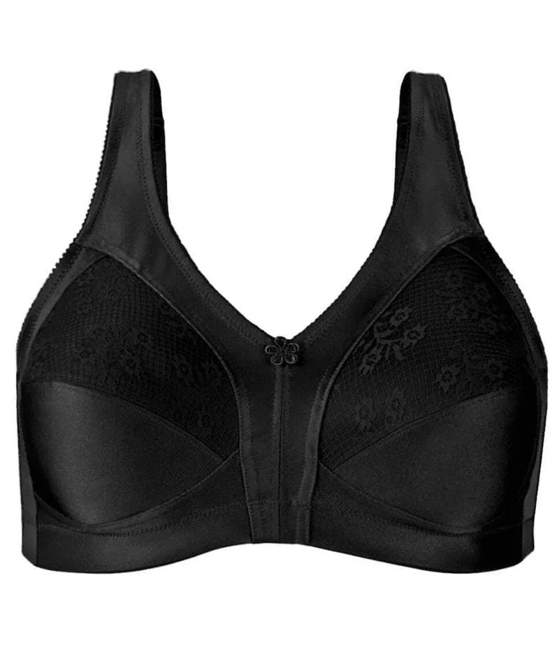 Exquisite Form Fully Side Shaping Wire-Free Bra With Floral - Black - Image 9
