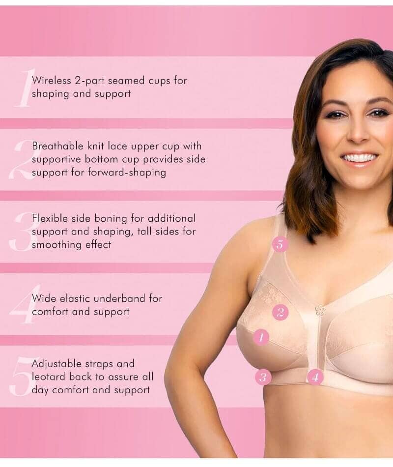 Exquisite Form Fully Side Shaping Wire-Free Bra With Floral - Rose Beige - Image 4