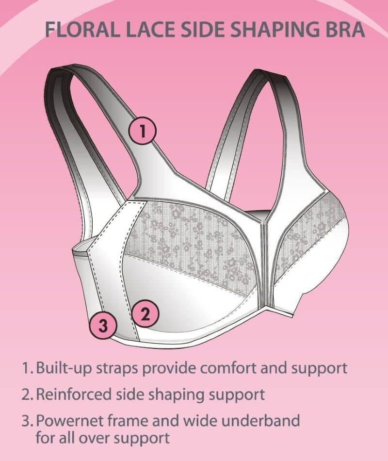 Exquisite Form Fully Side Shaping Wire-Free Bra With Floral - Rose Beige - Image 7