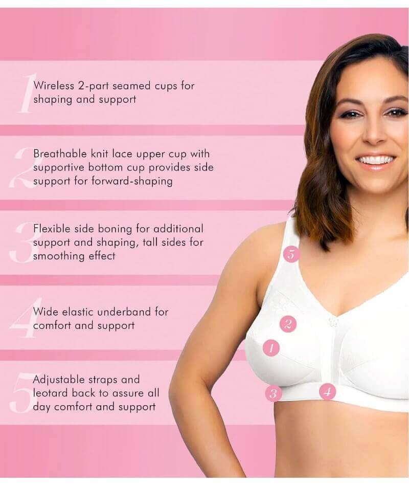 Exquisite Form Fully Side Shaping Wire-Free Bra With Floral - White - Image 5