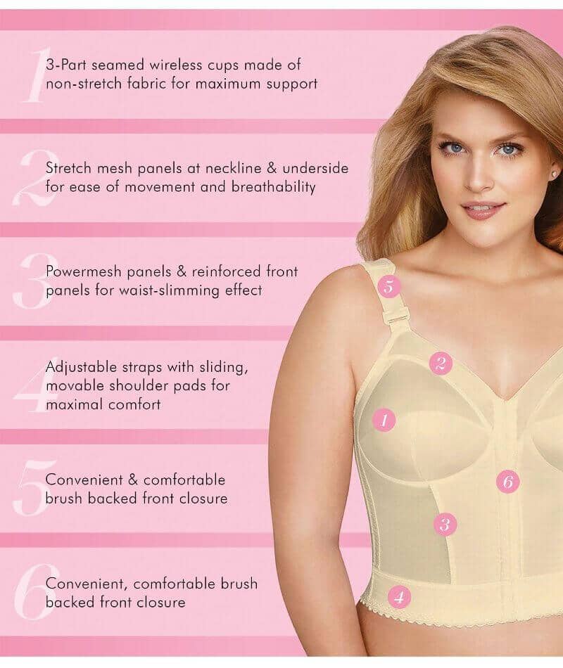 Exquisite Form Fully Front Close Longline Posture Wire-Free Bra - Beige - Image 4