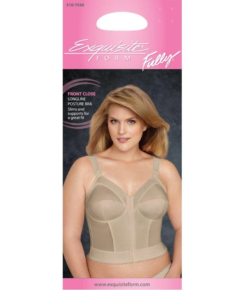 Exquisite Form Fully Front Close Longline Posture Wire-Free Bra - Beige - Image 5