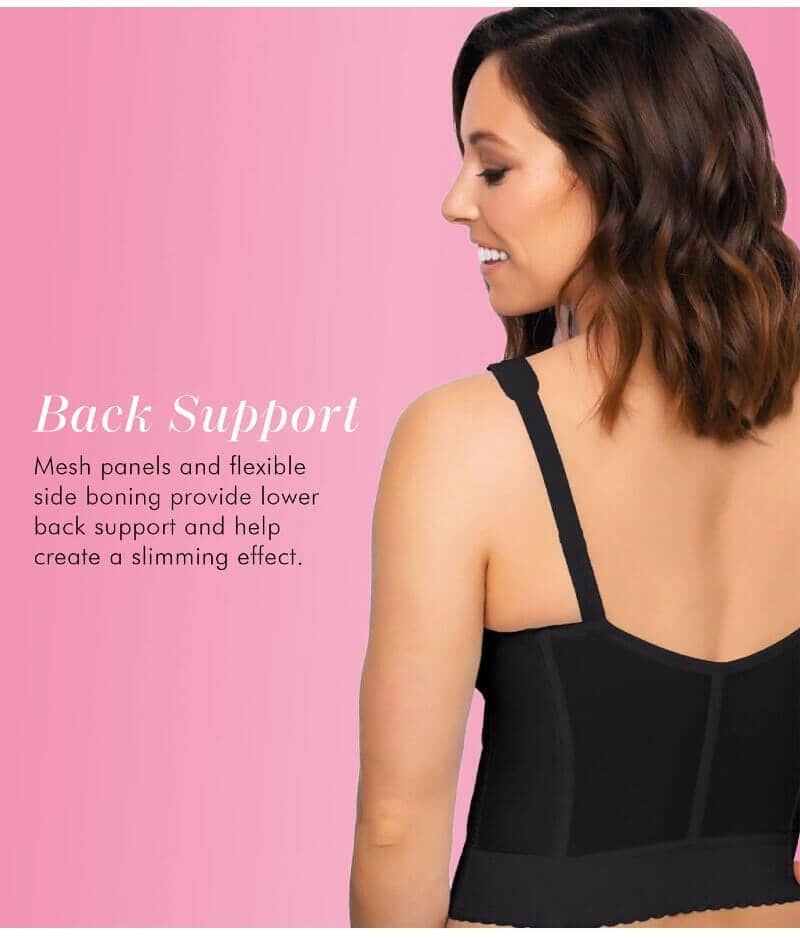 Exquisite Form Fully Front Close Longline Posture Wire-Free Bra - Black - Image 6