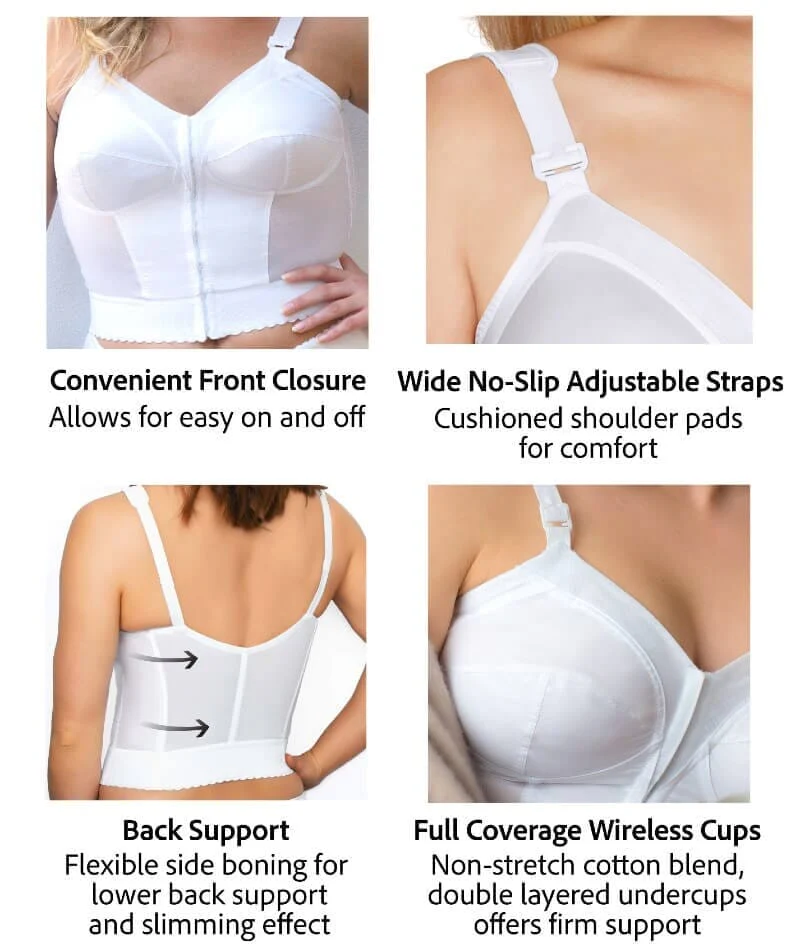 Exquisite Form Fully Front Close Longline Posture Wire-Free Bra - Black - Image 7