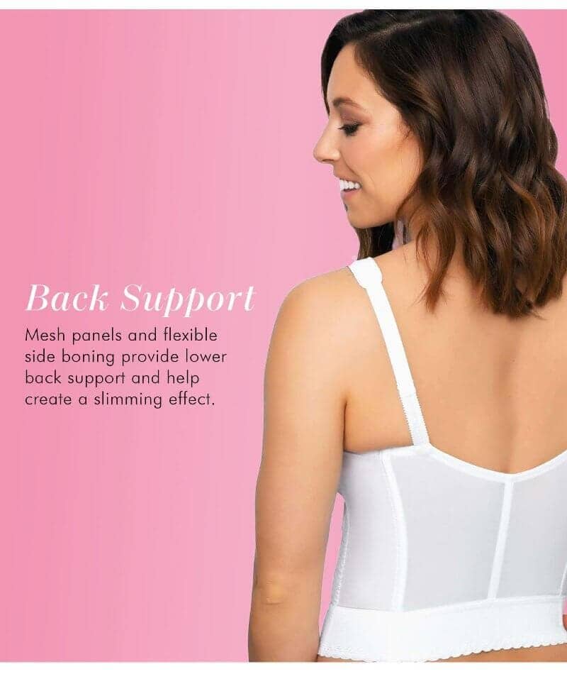 Exquisite Form Fully Front Close Longline Posture Wire-Free Bra - White - Image 9