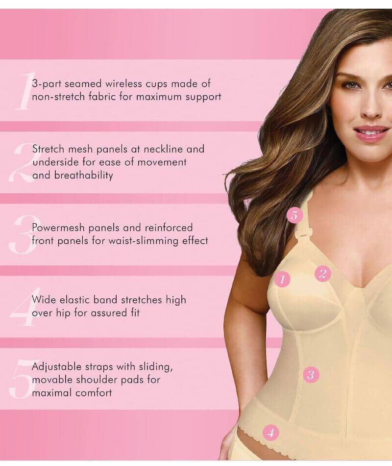 Exquisite Form Fully Back Close Longline Wire-Free Bra - Beige - Image 4
