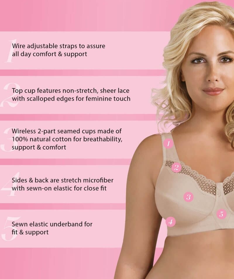 Exquisite Form Fully Cotton Soft Cup Wirefree Bra With Lace - Damask Neutral - Image 4