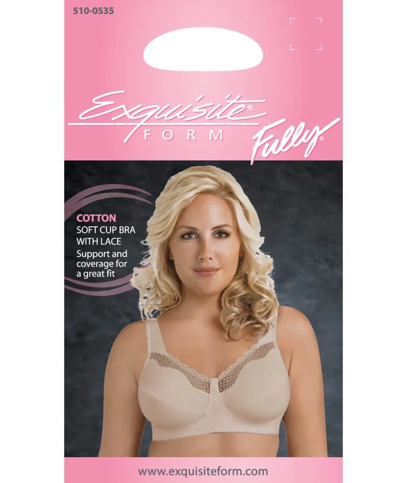 Exquisite Form Fully Cotton Soft Cup Wirefree Bra With Lace - Damask Neutral - Image 5