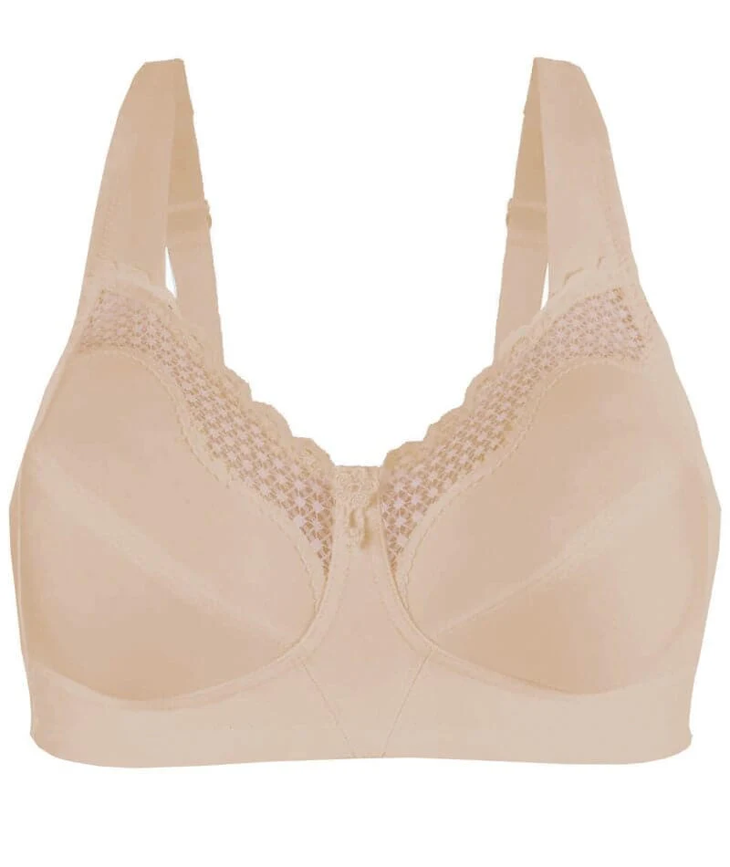 Exquisite Form Fully Cotton Soft Cup Wirefree Bra With Lace - Damask Neutral - Image 7