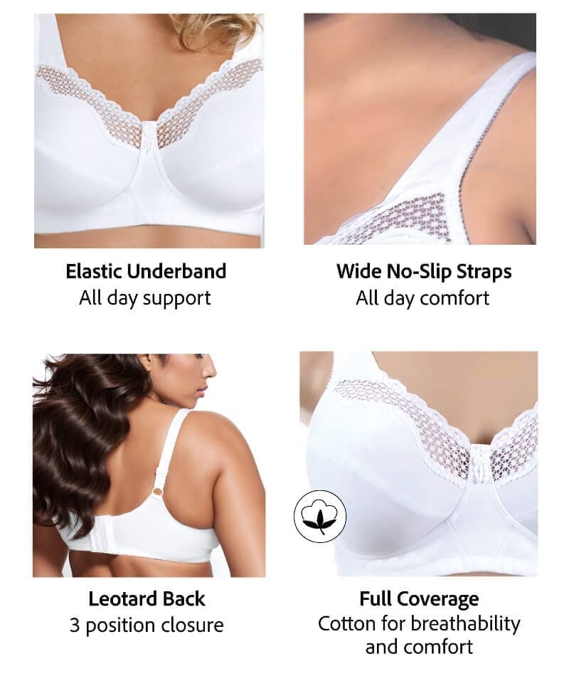Exquisite Form Fully Cotton Soft Cup Wirefree Bra With Lace - White - Image 10