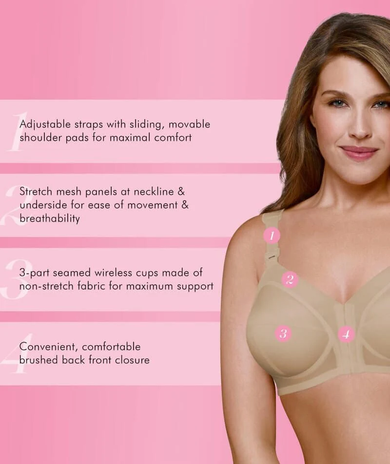 Exquisite Form Fully Front Close Wire-Free Classic Support Bra - Nude - Image 4