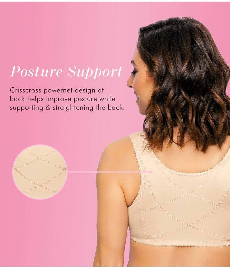 Exquisite Form Fully Front Close Wire-Free Cotton Posture Bra With Lace - Nude - Image 10