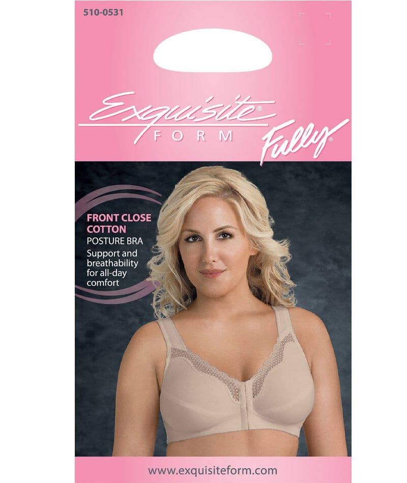 Exquisite Form Fully Front Close Wire-Free Cotton Posture Bra With Lace - Nude - Image 11