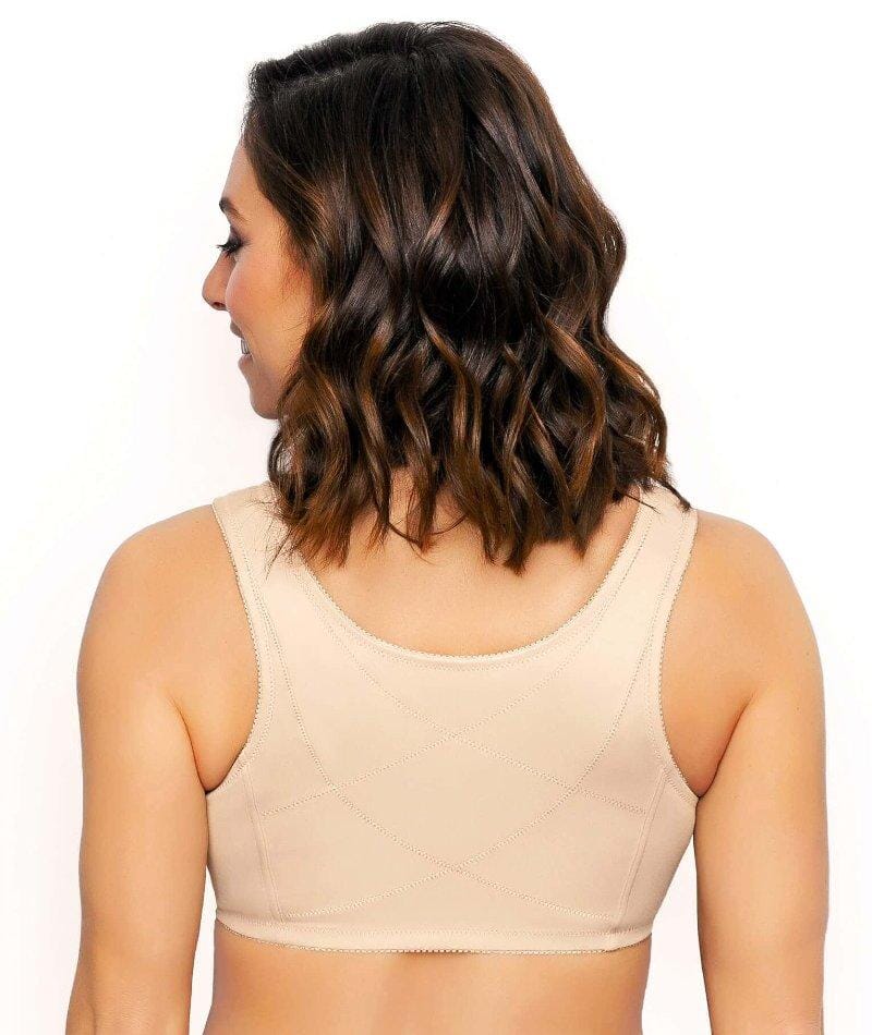 Exquisite Form Fully Front Close Wire-Free Cotton Posture Bra With Lace - Nude - Image 2