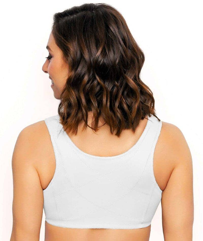 Exquisite Form Fully Front Close Wire-Free Cotton Posture Bra With Lace - White - Image 2
