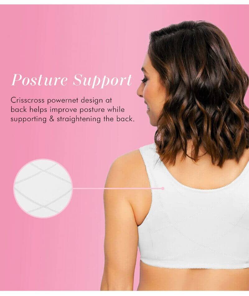 Exquisite Form Fully Front Close Wire-Free Cotton Posture Bra With Lace - White - Image 9